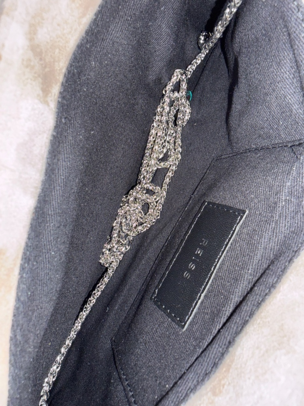 Reiss Suede Cream Clutch w/chain strap - Picture 7 of 10